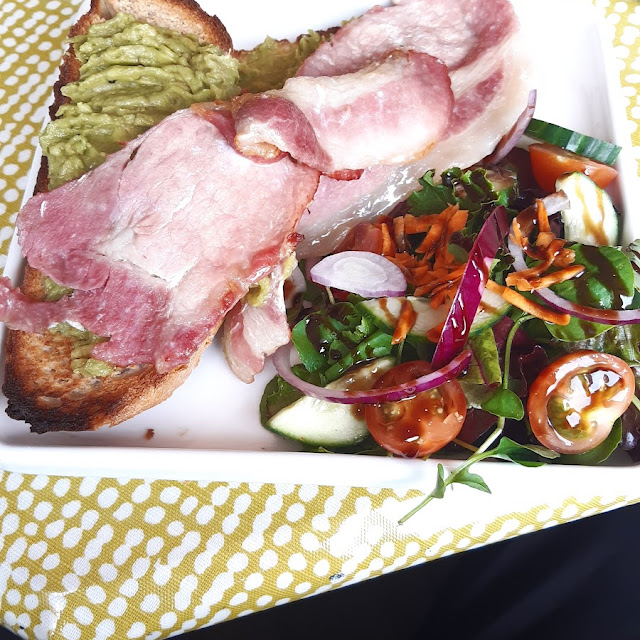 Avocado Toast and Bacon with Balsamic Glaze