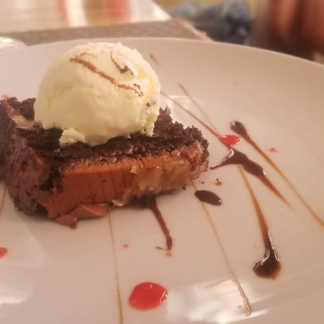 Chocolate Cake Topped with Ice Cream