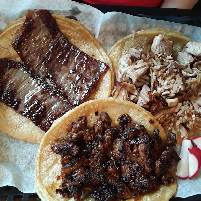 Cecina Carnitas and Pastor Tacos