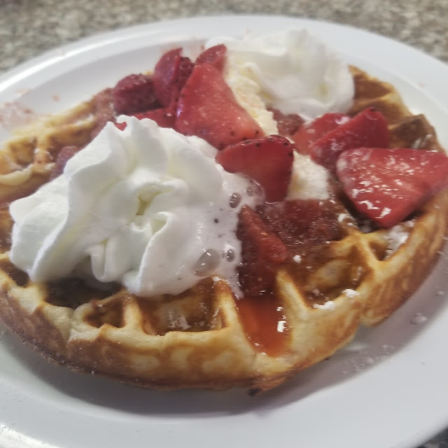 Waffle Maple Cream& Topped with Bacon