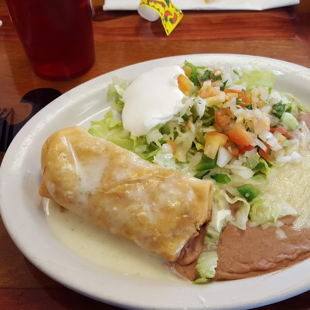 One Flauta One Chimichanga and Rice