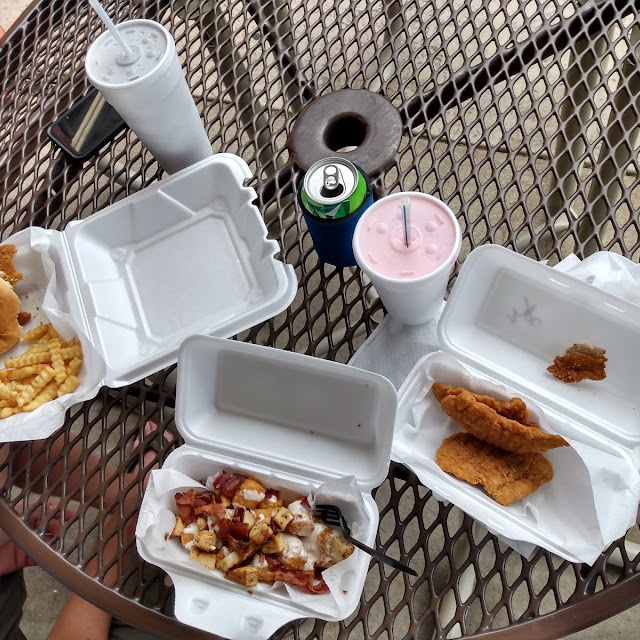 Chicken Tenders and Fries Loaded Tater Tots and a Tenderloin Sandwich