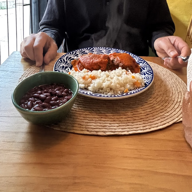 Acelga with Sauce Rice and Beans