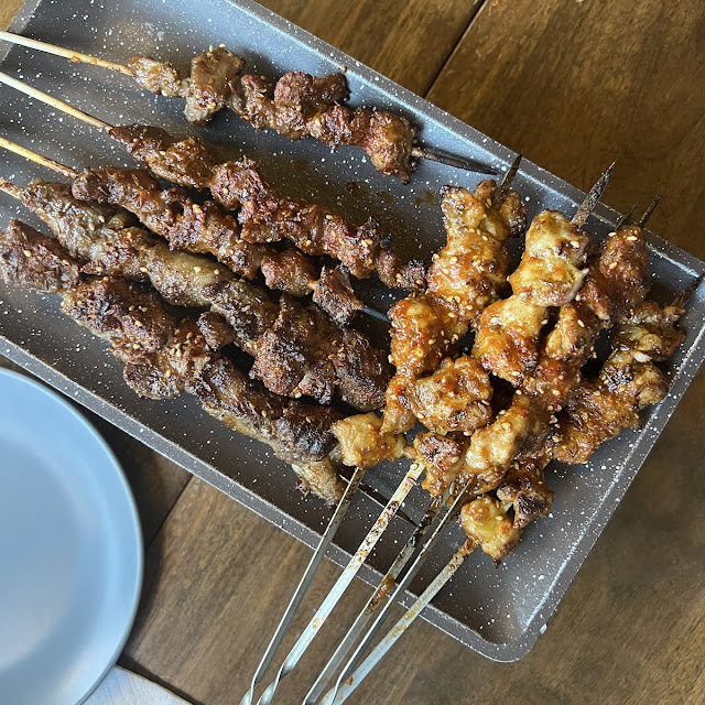 Gizzard Shrimp Chicken Thigh and Lamb Skewers