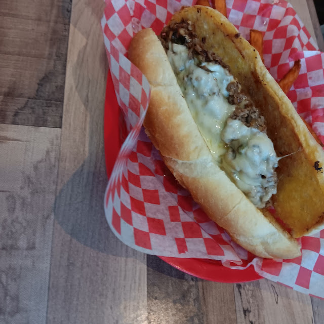 Philly Cheese Steak with Sweet Potato Fries