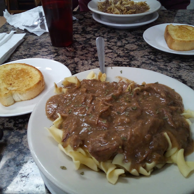 Beef Tips over Noodles