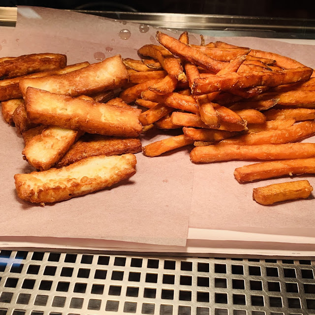 Battered Halloumi and Sweet Potato Fries