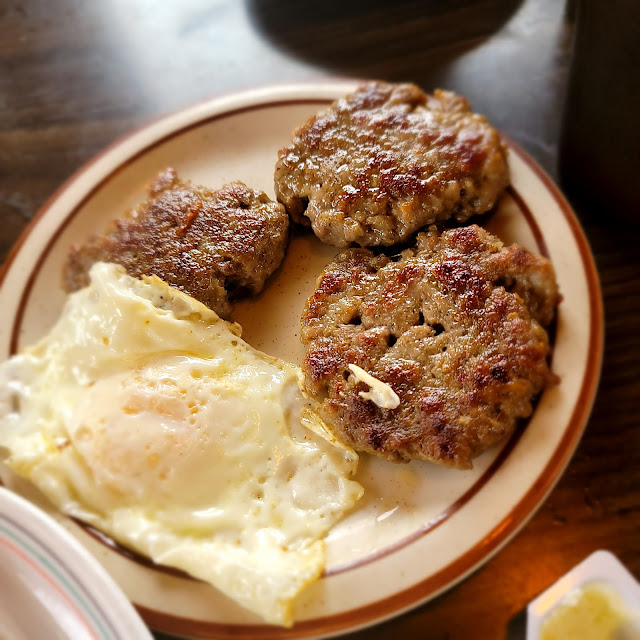2 Eggs Any Style with Sausage Patties and Hashbrowns