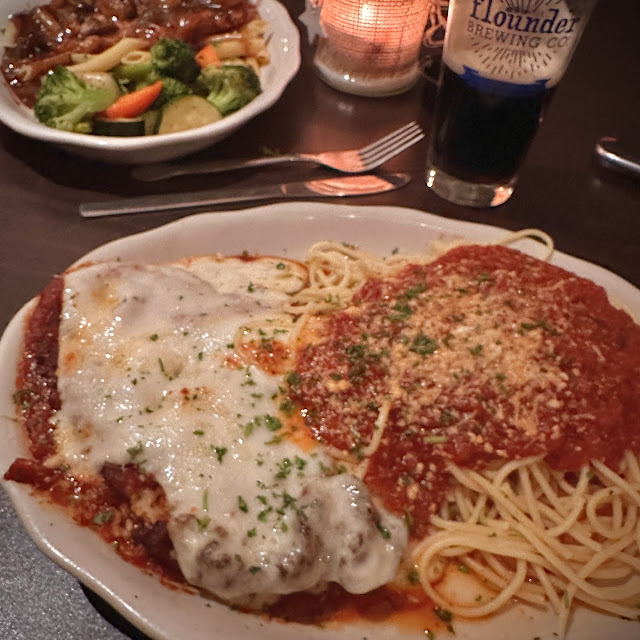Parmigiana with Crispy Chicken Tomato Sauce Melted Mozzarella and Spaghetti