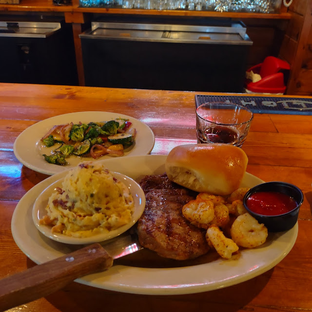 Steak and Shrimp Roasted Vegetables Loaded Mashed Potatoes