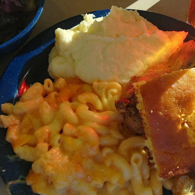 Fried Chicken Cabbage Buttermilk Cornbread Mac and Cheese Peach Cobbler Vanilla Ice Cream Sweet Tea