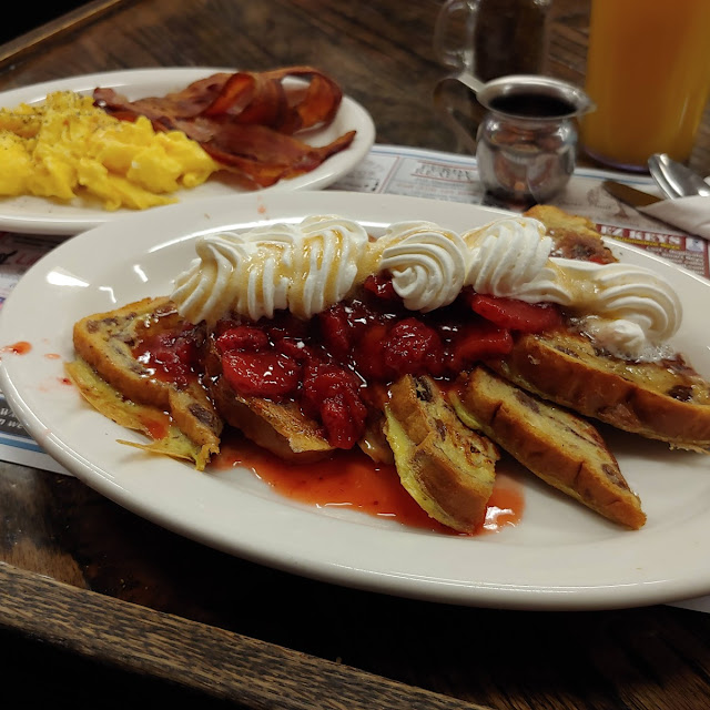 Raisin Cinnamon Toast with Strawberries and Cream