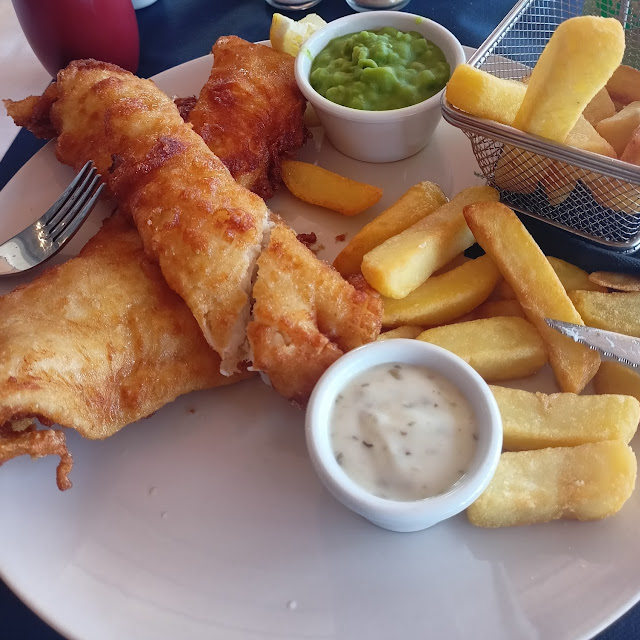 Battered Cod Chips Peas Tartare Sauce