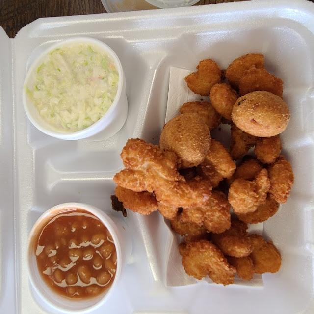 Fried Shrimp Hush Puppies Cole Slaw Baked Beans
