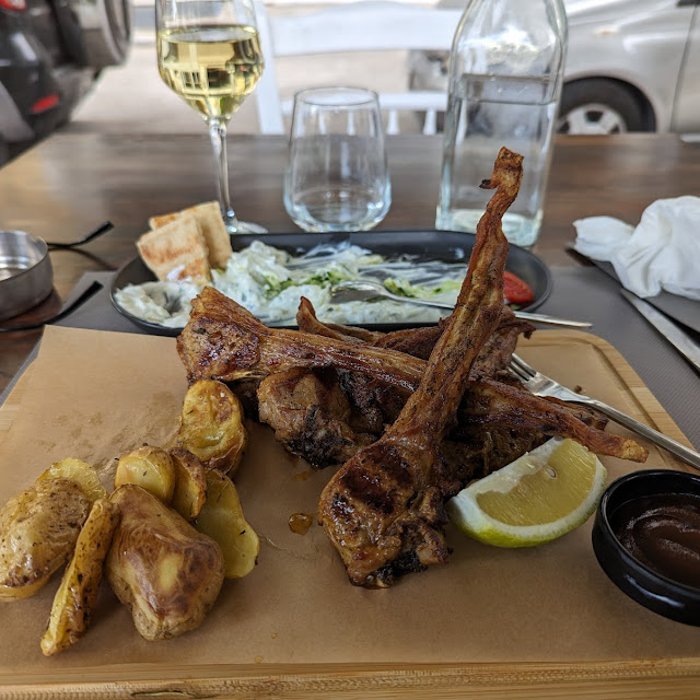 Lamb Chops with Potatoes and Taziki