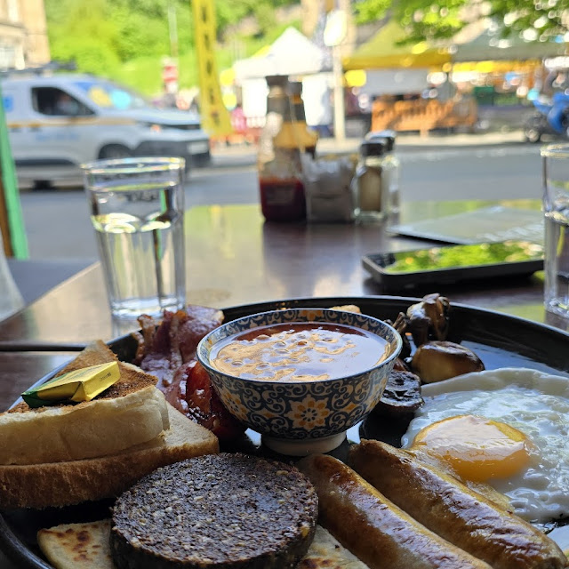 Scottish Breakfast with Halal Turkey Rashers Halal Haggies Halal Sausages
