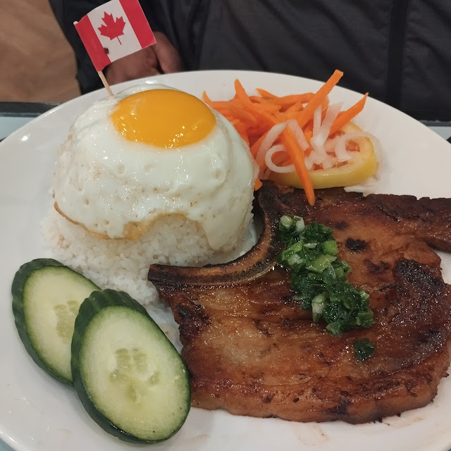 Grilled Pork Chop Grilled Chicken and Sunrise Egg