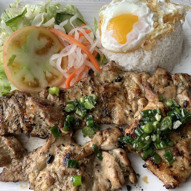 Grilled Pork Chop Chicken Fried Egg