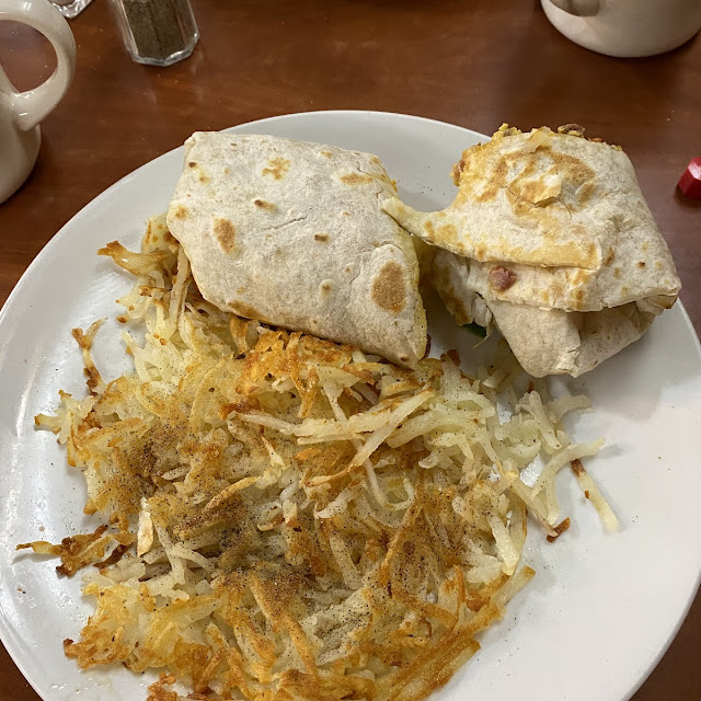 Breakfast Chorizo Sausage Burrito and Hash Browns