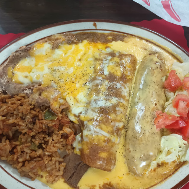 With Refried Beans Grated Cheese