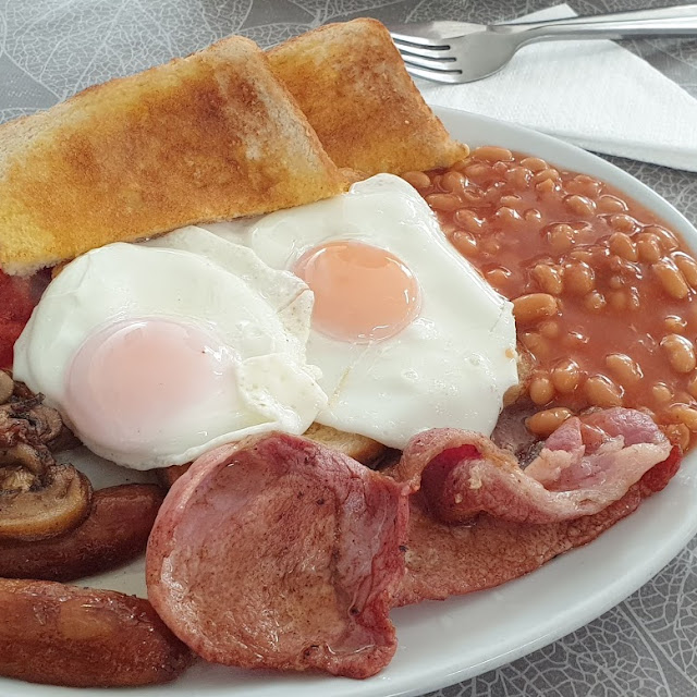 Full English Breakfast with Bread and Butter with Tea or Coffee
