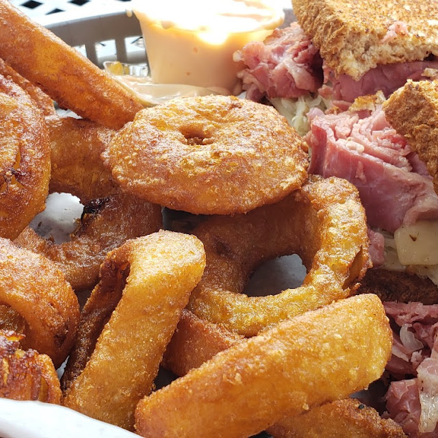 Ruben Sandwich with Onion Rings