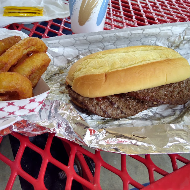 Bullseye Burger and Onion Rings