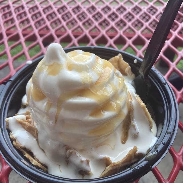 Waffle Sundae with Caramel Sauce