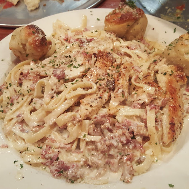 Chicken Carbonara over Fettuccine