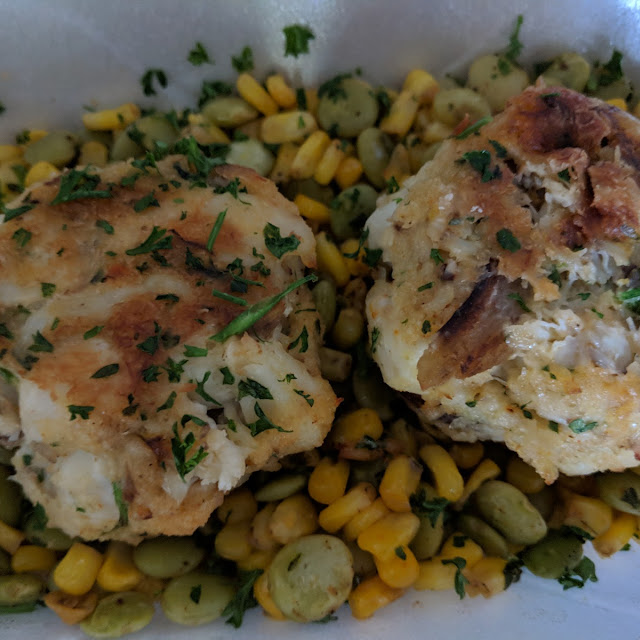 Maryland Crabcakes Buttery Old Bay Succotash Wickles Tartar