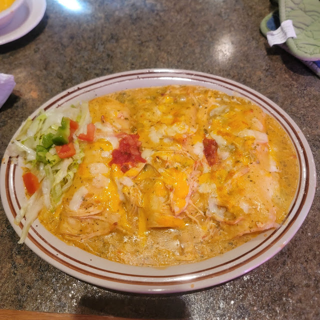 3 Chicken Enchiladas with Chicken Sauce