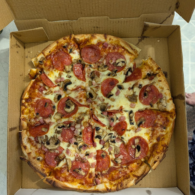 Bacon Mushroom and Pepperoni Pizza
