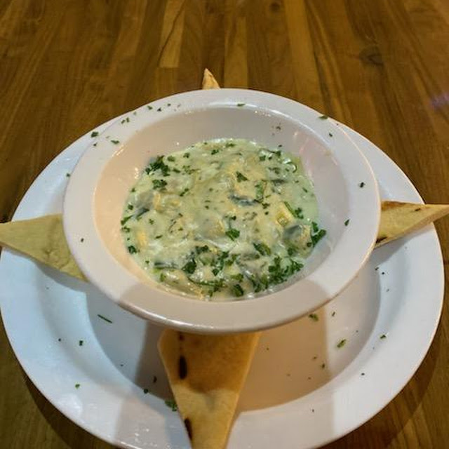 Artichoke Truffle Dip with Toasted Flat Bread