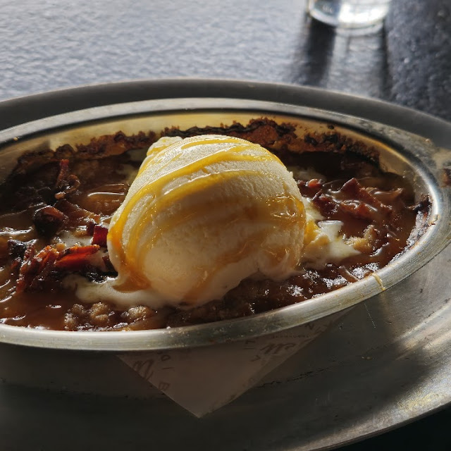 Peach Cobbler with Vanilla Ice Cream