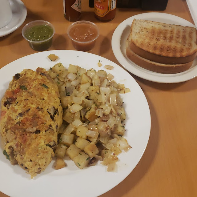 Biscuits and Gravy Chorizo Omelette and Diced Potatoes