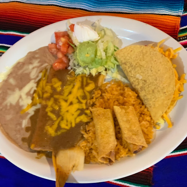 Tamale with White Queso and Rice and Beans