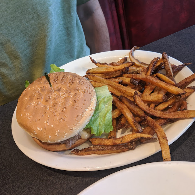 Cheese Stuffed Burger and Fries