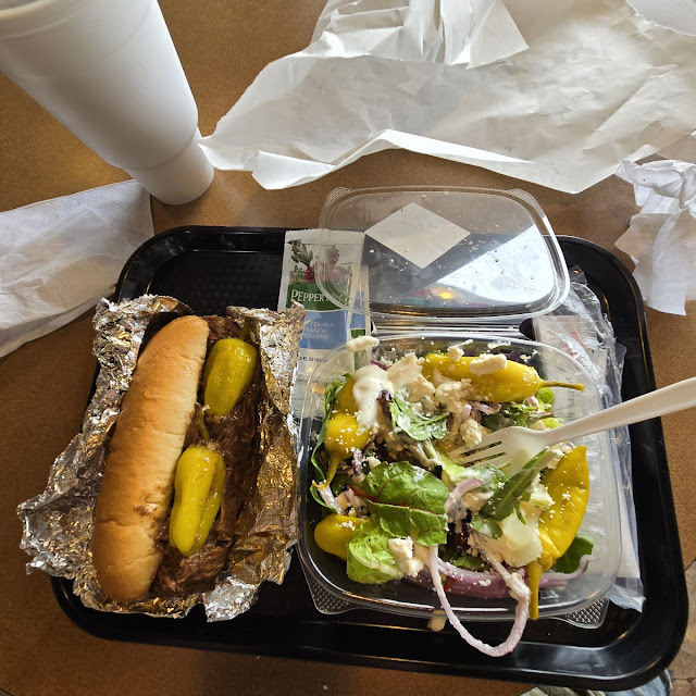 Italian Beef Sandwich and Greek Salad