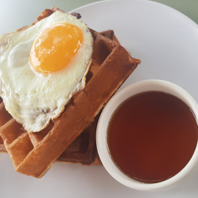 Waffles with Eggs and Bacon