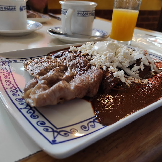 Enchiladas de Mole Y Carne Asada