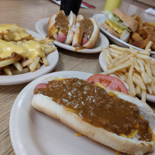 Coney Special and Fries with Cheese and Chili