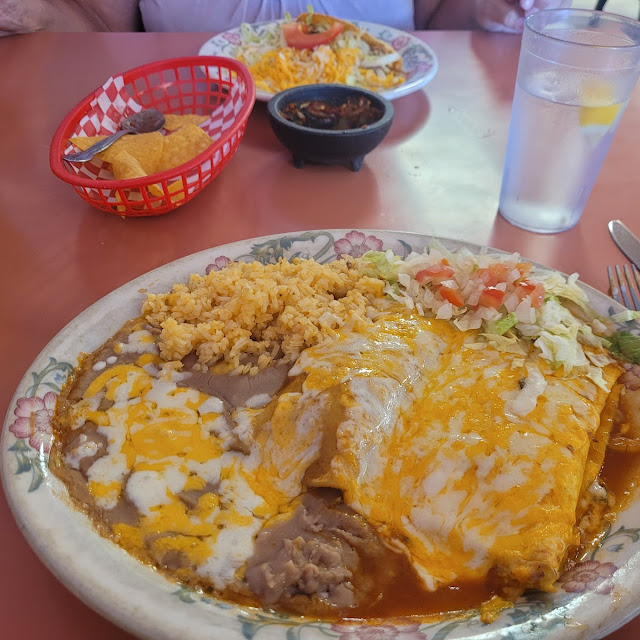 Shredded Beef Enchilada and Chile Relleno Combination