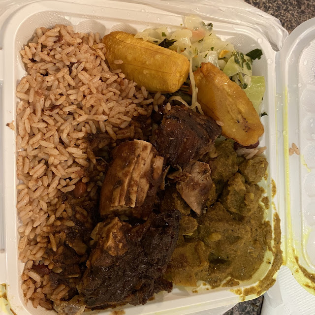 Large Curry Goat Jerk Chicken Mix Plate