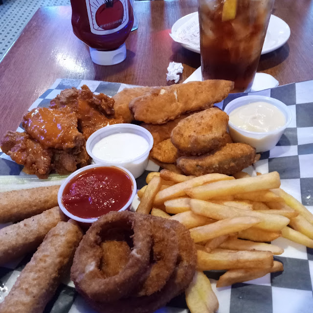 Empire Sampler Platter Chicken Fingers French Fries Onion Rings Poppers Wings