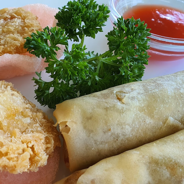 Spring Rolls and Sesame Prawns