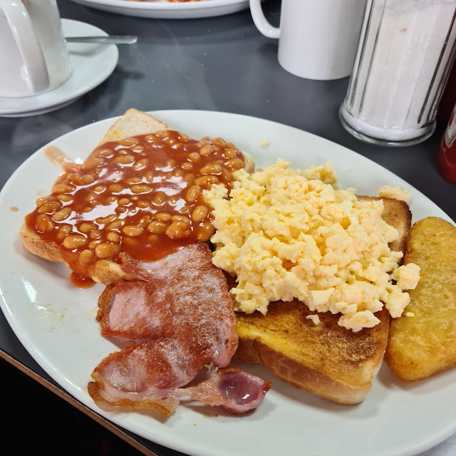 Scrambled Eggs with Beans on Toast